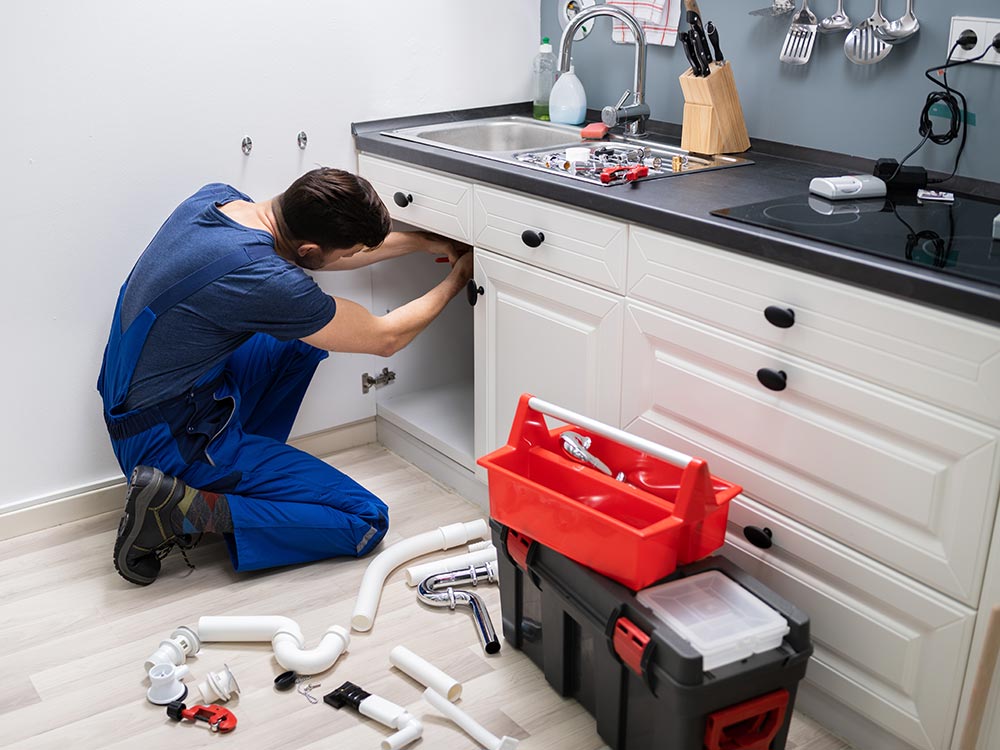 plumber fixing sink